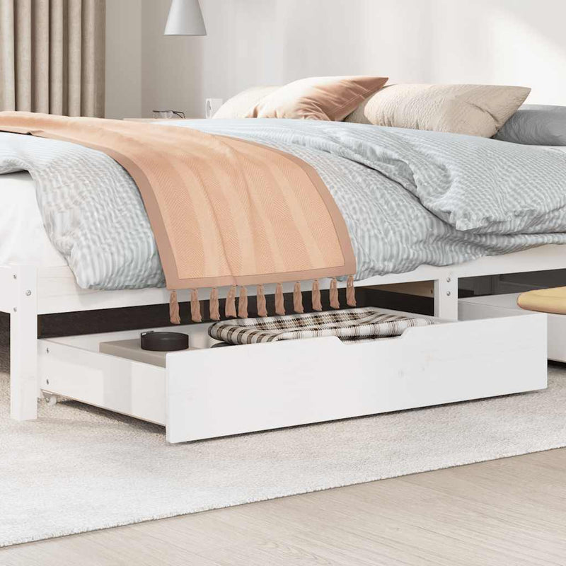 vidaXL 2 db fehér tömör fenyőfa ágy alatti fiók 90 x 55 x 17 cm