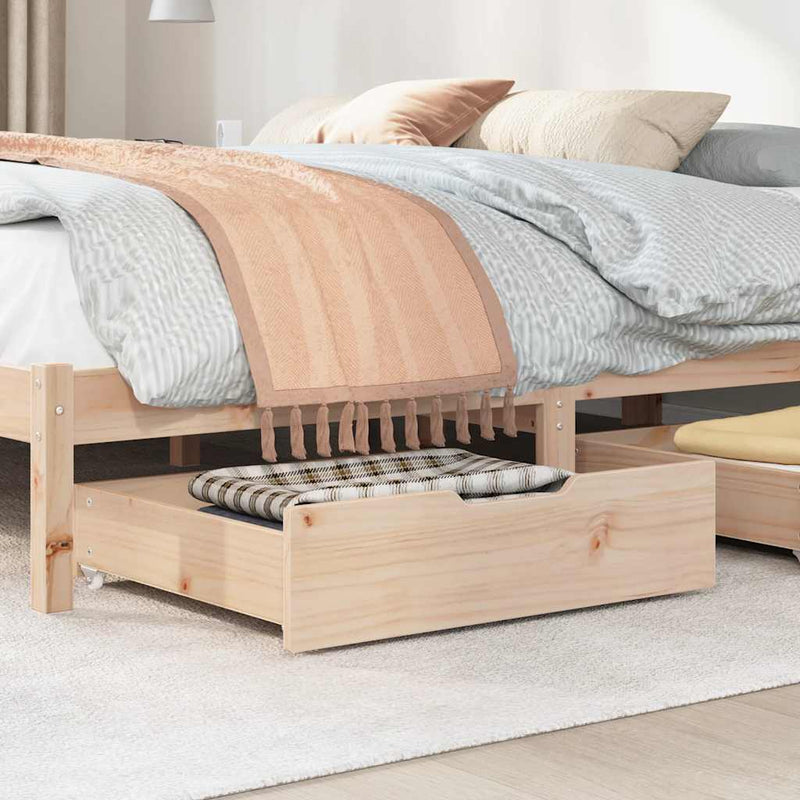 vidaXL 2 db tömör fenyőfa ágy alatti fiók kerekekkel 65 x 55 x 17 cm