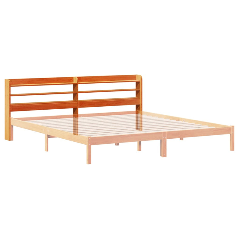 vidaXL viaszbarna tömör fenyőfa fejtámla polcokkal 180 cm