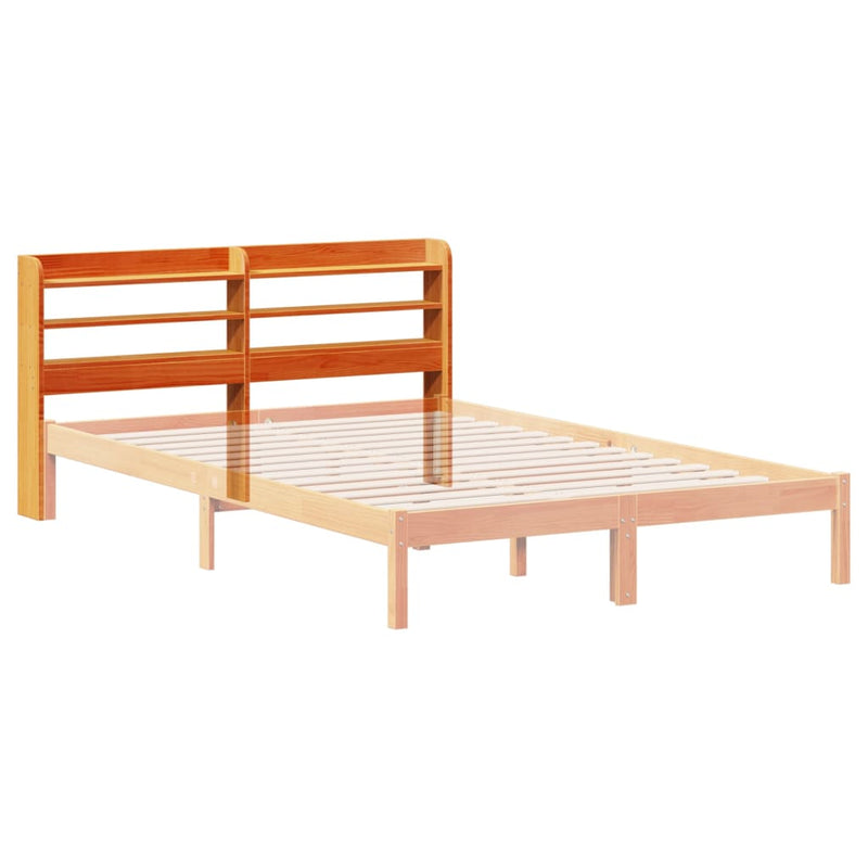 vidaXL viaszbarna tömör fenyőfa fejtámla polcokkal 150 cm