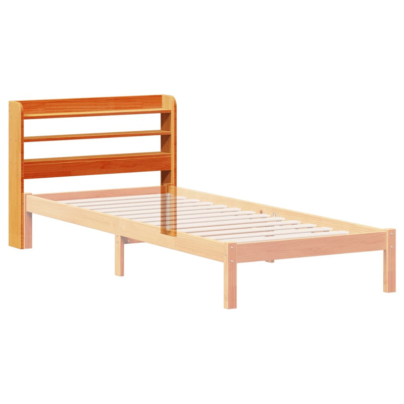 vidaXL viaszbarna tömör fenyőfa fejtámla polcokkal 90 cm