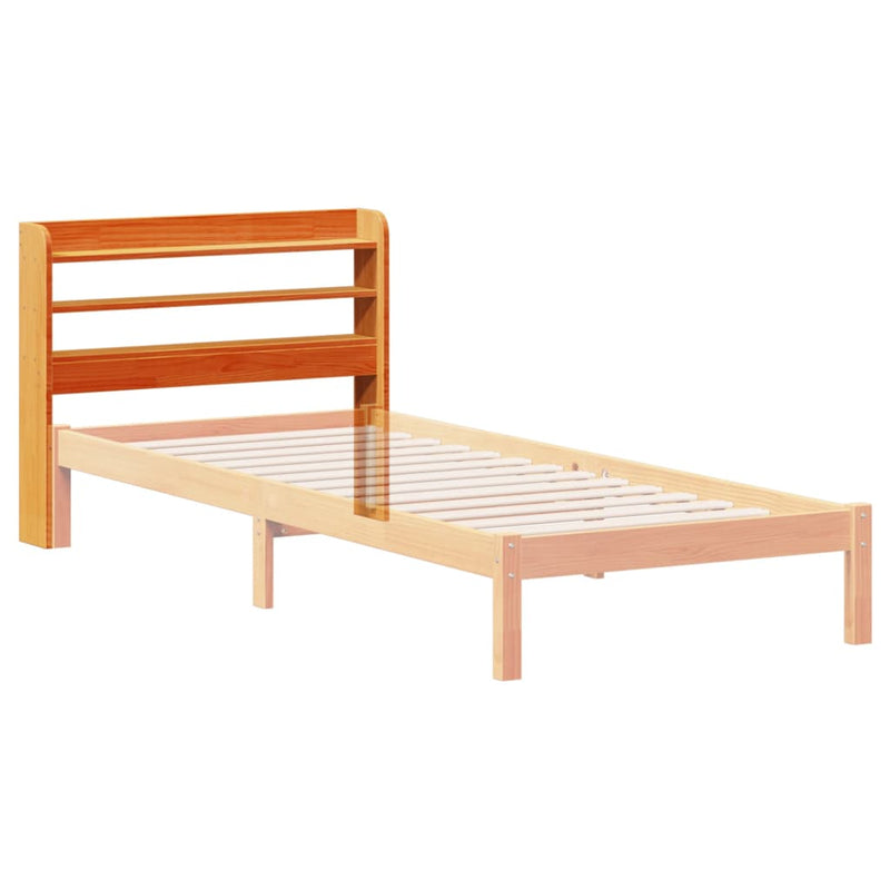 vidaXL viaszbarna tömör fenyőfa fejtámla polcokkal 75 cm