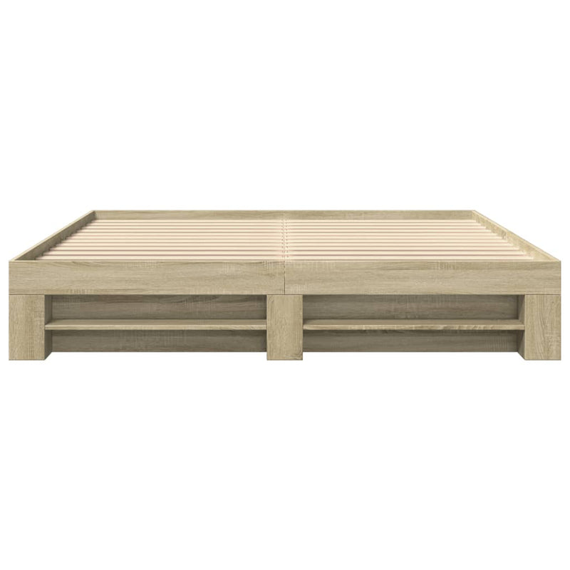 vidaXL sonoma tölgyszínű szerelt fa ágykeret matrac nélkül 200x200 cm