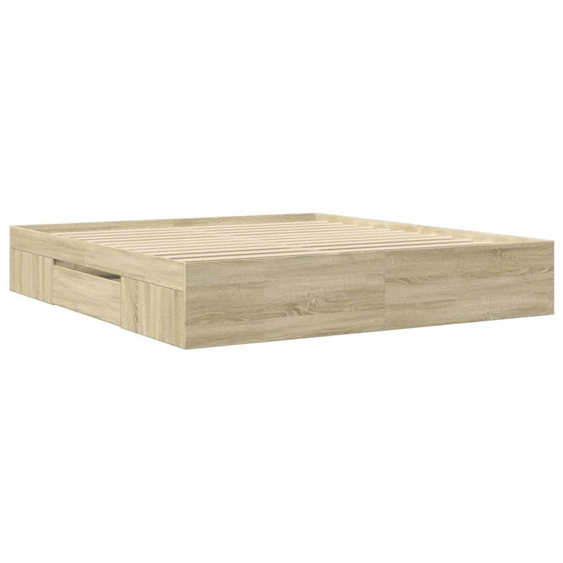 vidaXL sonoma tölgyszínű szerelt fa ágykeret matrac nélkül 200x200 cm