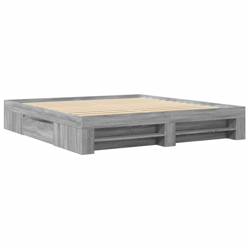 vidaXL szürke sonoma színű szerelt fa ágykeret matrac nélkül 180x200cm