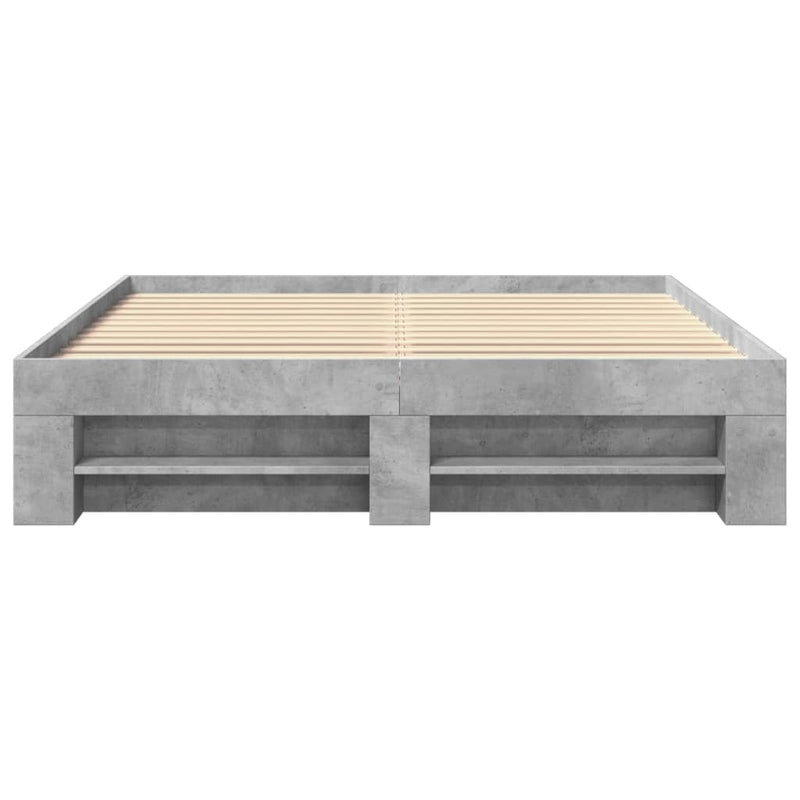 vidaXL betonszürke szerelt fa ágykeret 150 x 200 cm
