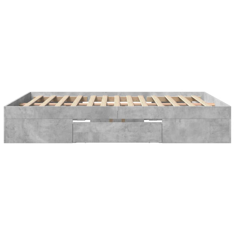 vidaXL betonszürke szerelt fa ágykeret 150 x 200 cm