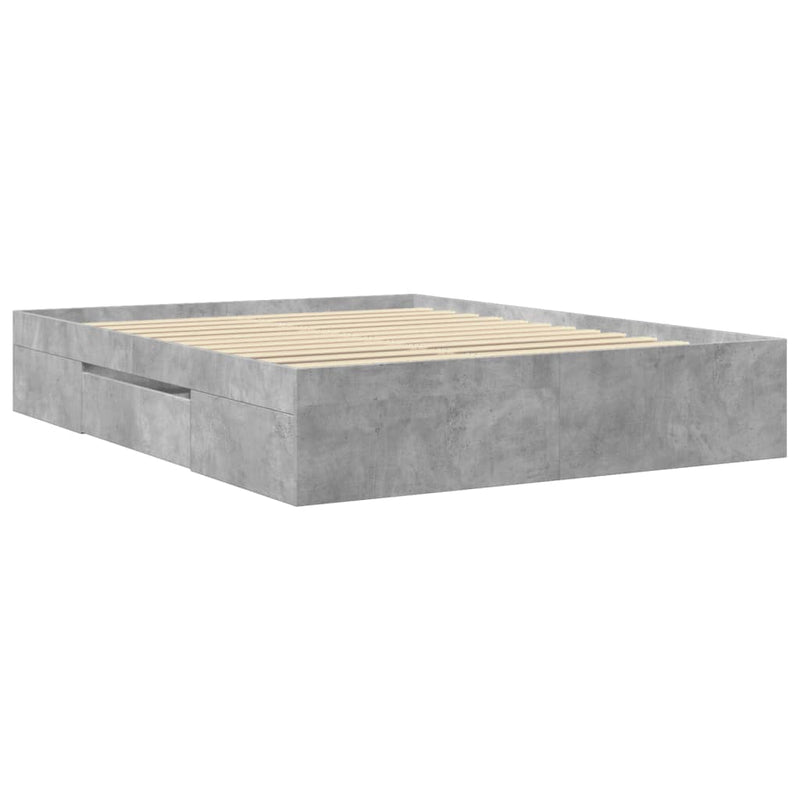 vidaXL betonszürke szerelt fa ágykeret 150 x 200 cm