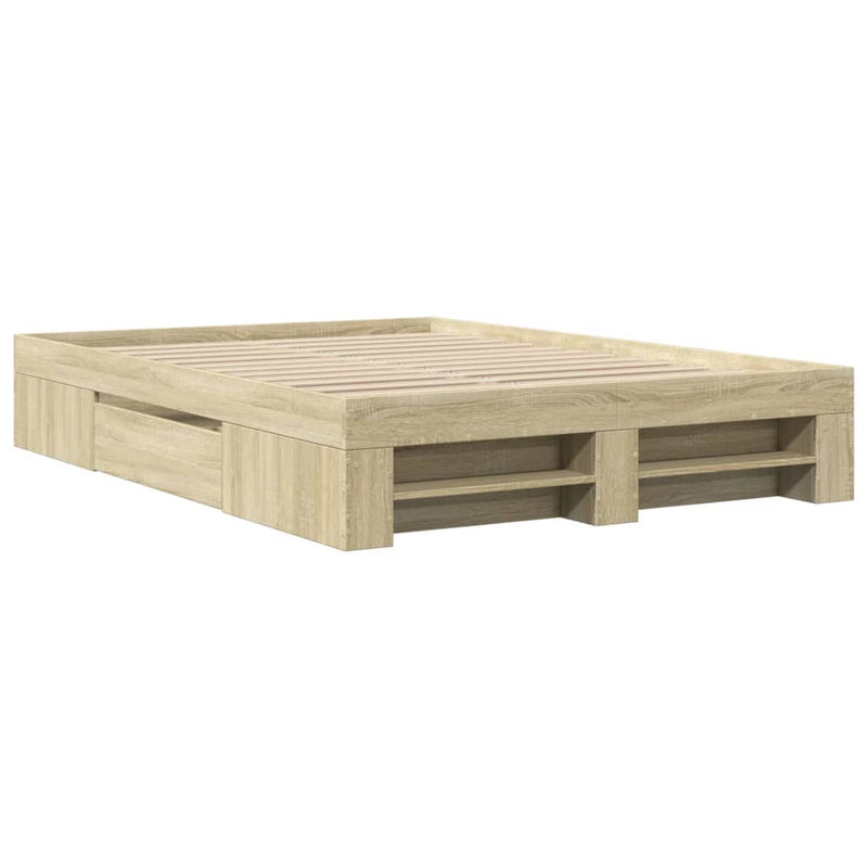 vidaXL sonoma tölgy színű szerelt fa ágykeret matrac nélkül 120x200 cm