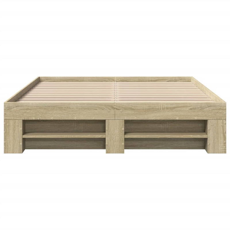 vidaXL sonoma tölgy színű szerelt fa ágykeret matrac nélkül 120x200 cm