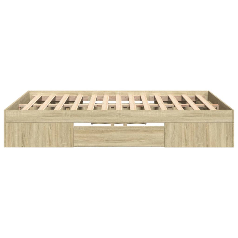 vidaXL sonoma tölgy színű szerelt fa ágykeret matrac nélkül 120x200 cm