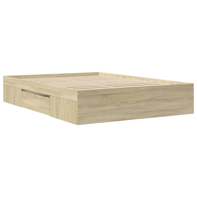 vidaXL sonoma tölgy színű szerelt fa ágykeret matrac nélkül 120x200 cm