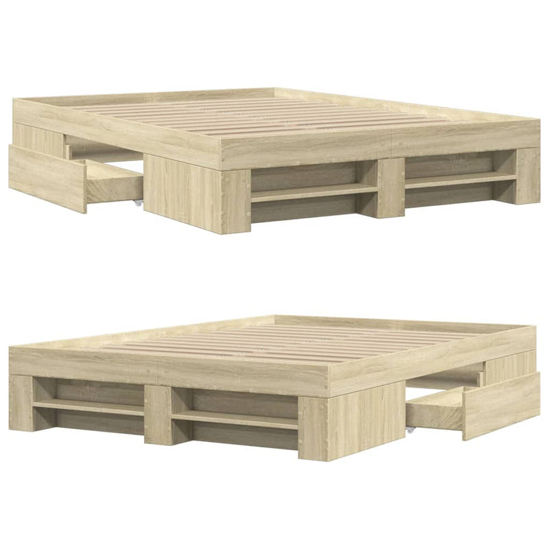 vidaXL sonoma tölgy színű szerelt fa ágykeret matrac nélkül 120x200 cm