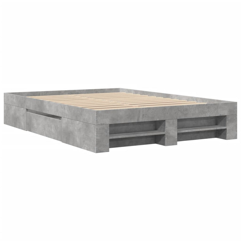 vidaXL betonszürke szerelt fa ágykeret 120 x 200 cm