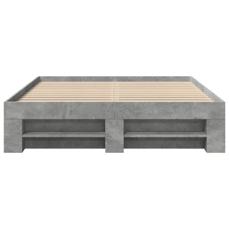 vidaXL betonszürke szerelt fa ágykeret 120 x 200 cm