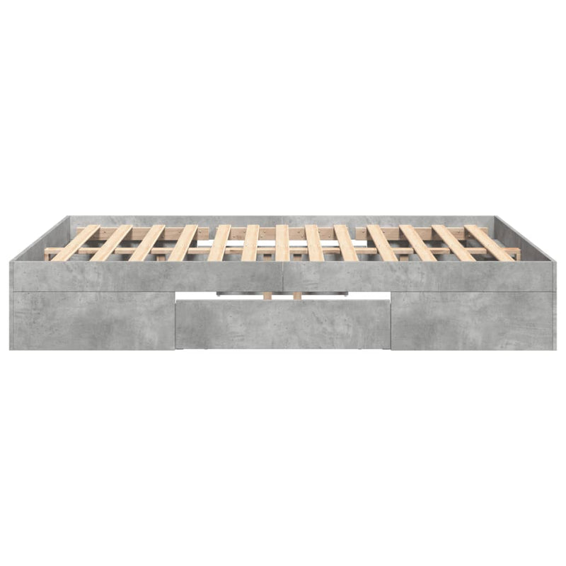 vidaXL betonszürke szerelt fa ágykeret 120 x 200 cm