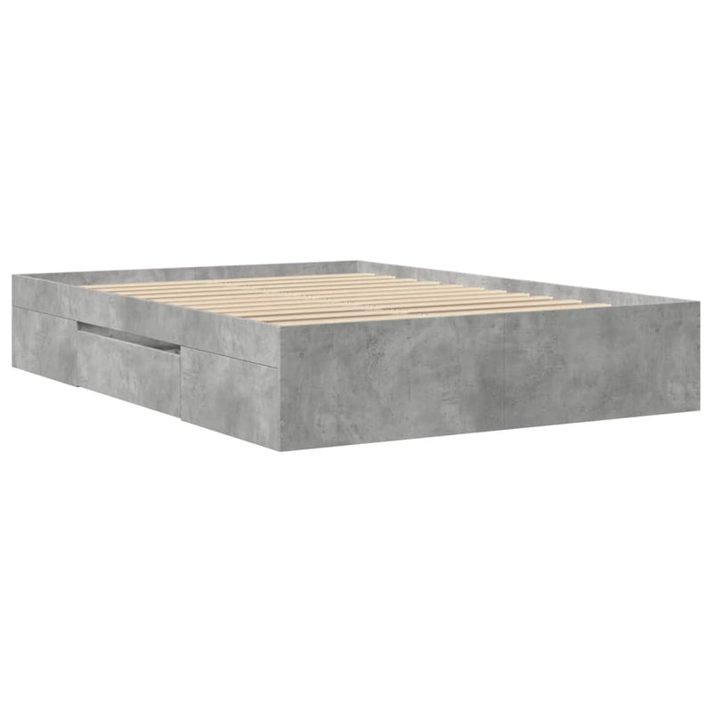 vidaXL betonszürke szerelt fa ágykeret 120 x 200 cm