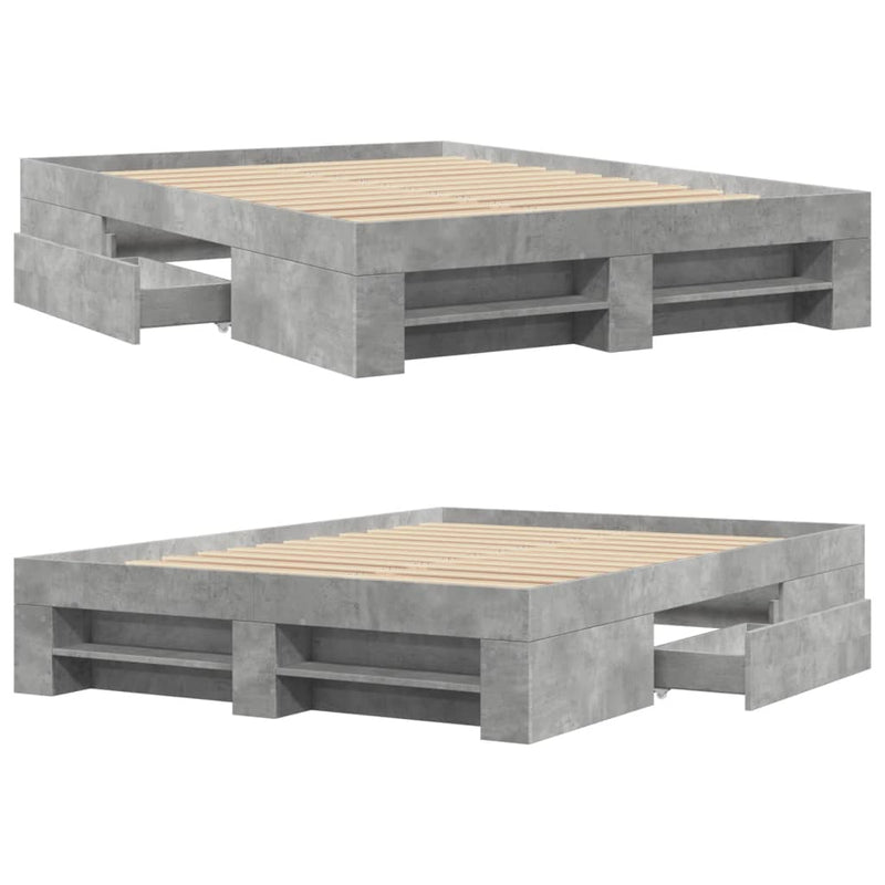 vidaXL betonszürke szerelt fa ágykeret 120 x 200 cm