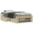 vidaXL sonoma tölgy színű szerelt fa ágykeret matrac nélkül 100x200 cm