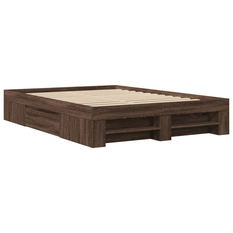 vidaXL barna tölgyszínű szerelt fa ágykeret 135 x 190 cm