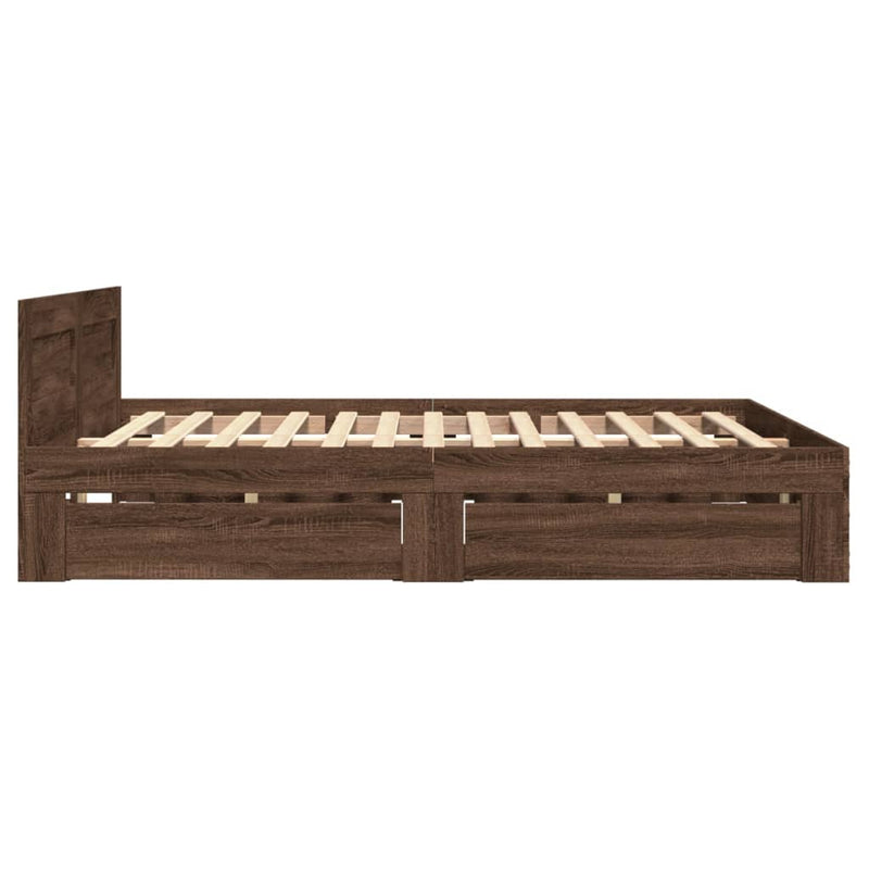 vidaXL barna tölgy színű szerelt fa ágykeret fejtámlával 140x200 cm