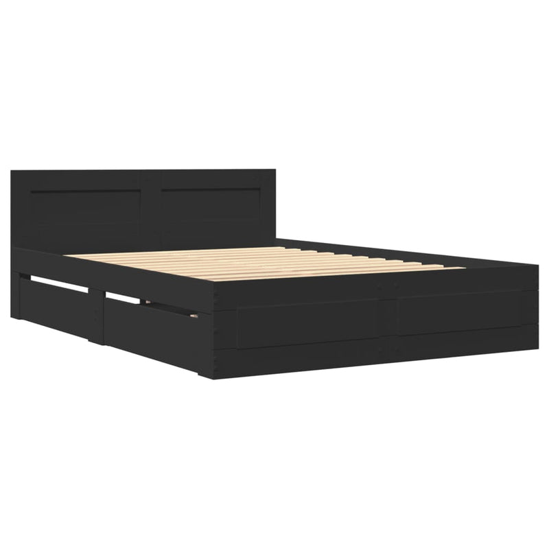 vidaXL fekete ágykeret fejtámlával matrac nélkül 120x200 cm