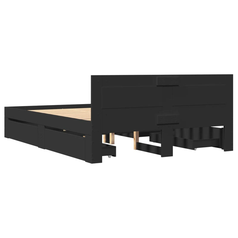 vidaXL fekete ágykeret fejtámlával matrac nélkül 120x200 cm