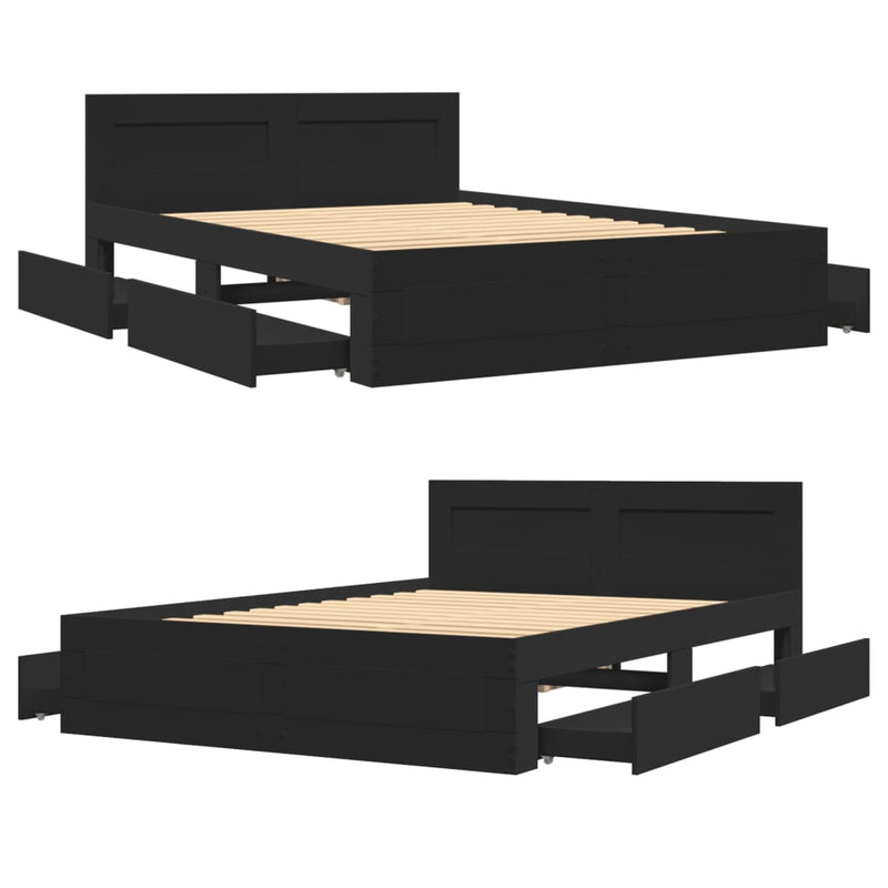 vidaXL fekete ágykeret fejtámlával matrac nélkül 120x200 cm