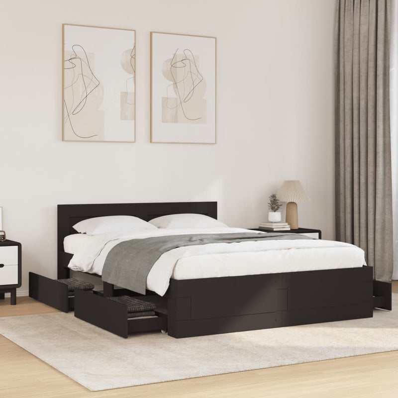 vidaXL fekete ágykeret fejtámlával matrac nélkül 120x200 cm