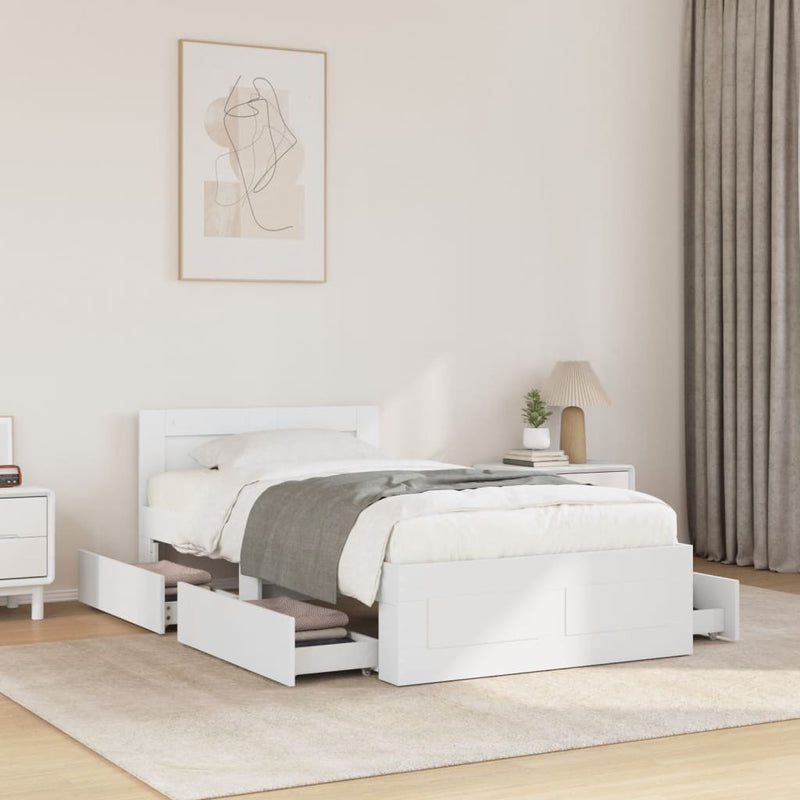 vidaXL fehér ágykeret fejtámlával matrac nélkül 100x200 cm