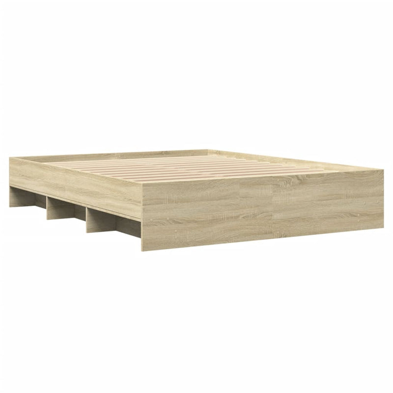vidaXL sonoma tölgy színű szerelt fa ágykeret matrac nélkül 160x200 cm
