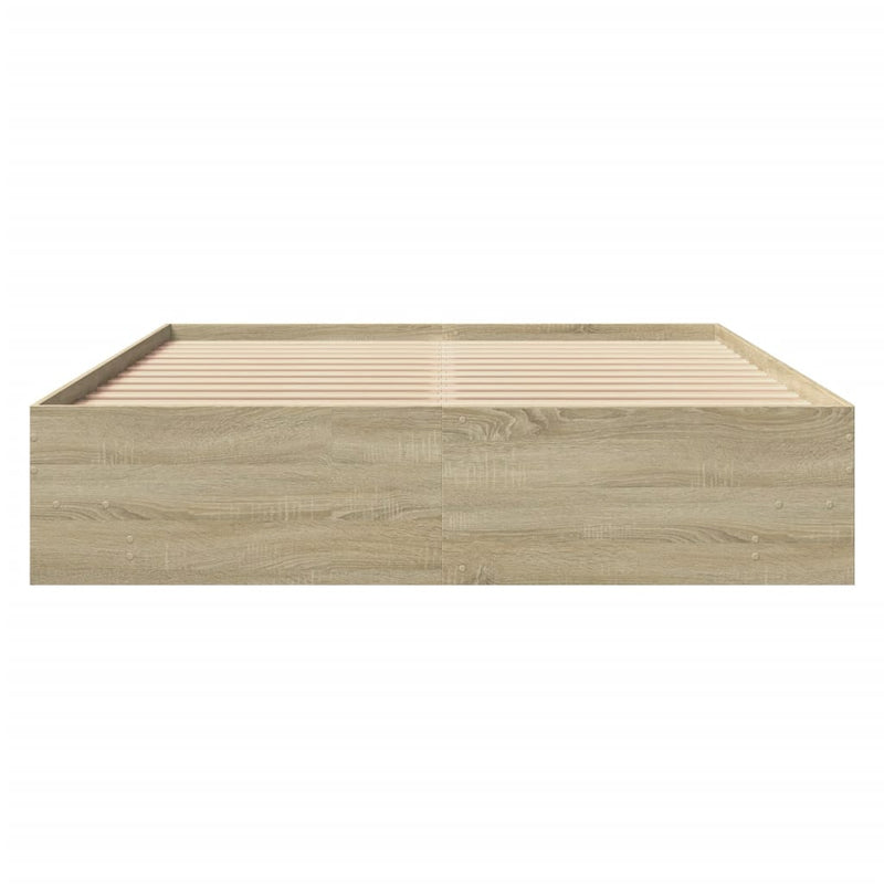 vidaXL sonoma tölgy színű szerelt fa ágykeret matrac nélkül 160x200 cm