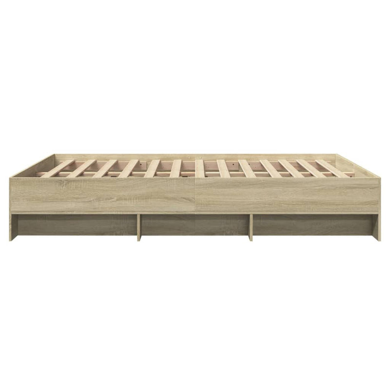 vidaXL sonoma tölgy színű szerelt fa ágykeret matrac nélkül 160x200 cm