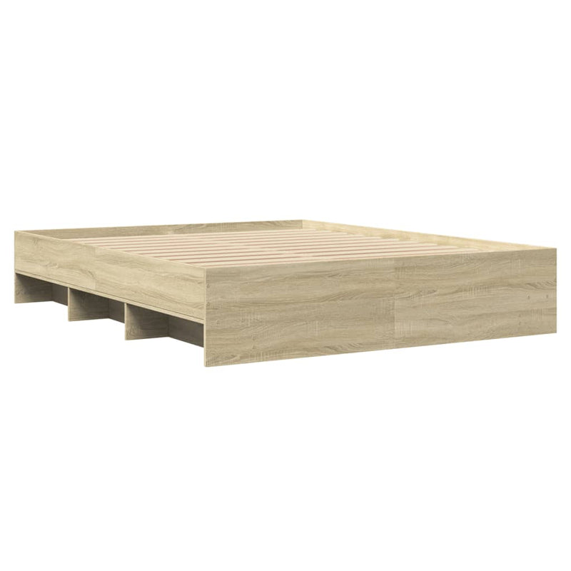 vidaXL sonoma tölgy színű szerelt fa ágykeret matrac nélkül 160x200 cm