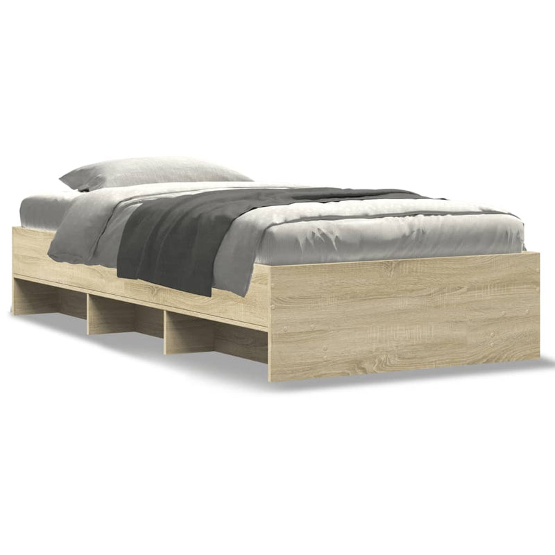 vidaXL sonoma tölgy színű szerelt fa ágykeret matrac nélkül 100x200 cm