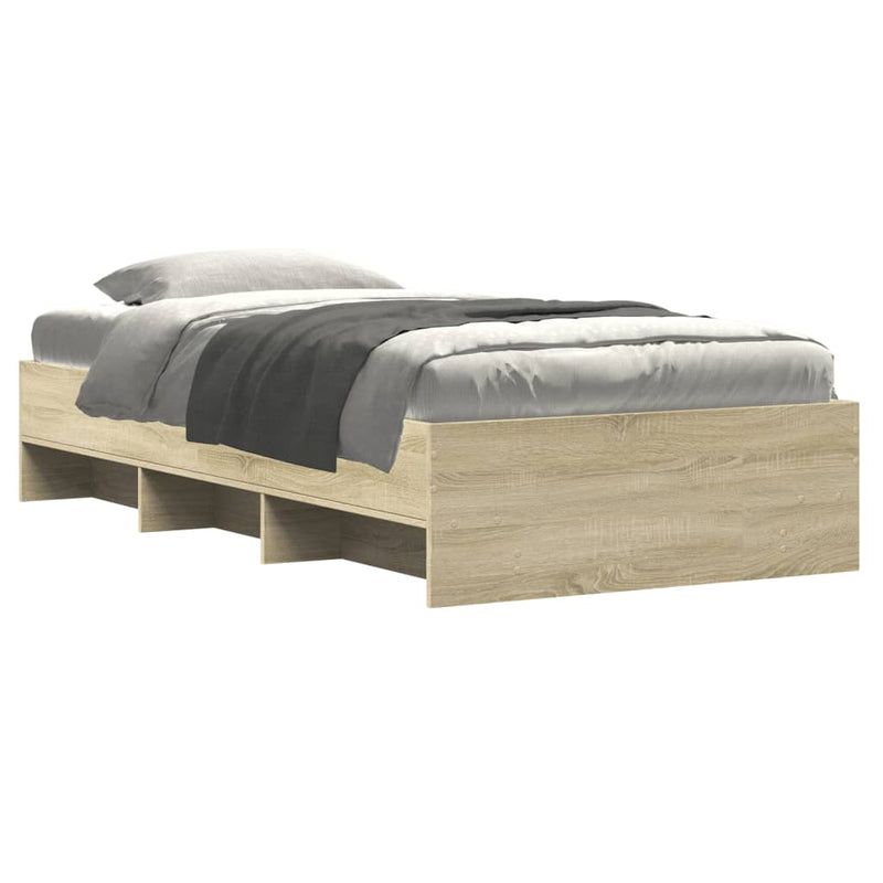 vidaXL sonoma tölgy színű szerelt fa ágykeret matrac nélkül 100x200 cm