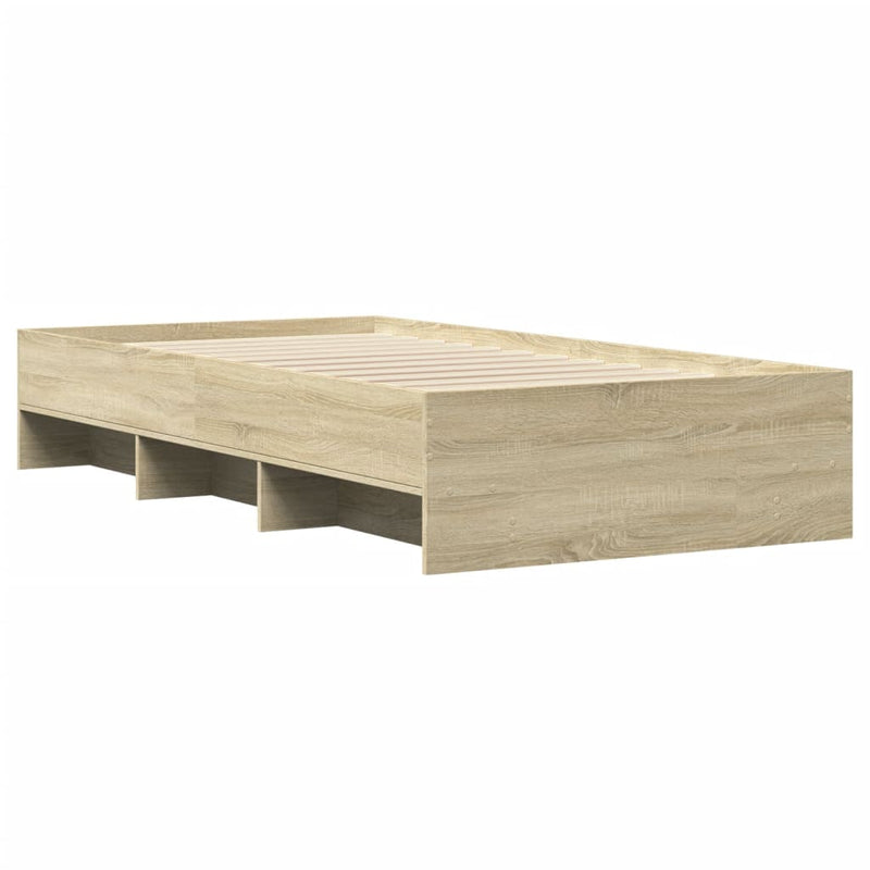 vidaXL sonoma tölgy színű szerelt fa ágykeret matrac nélkül 100x200 cm