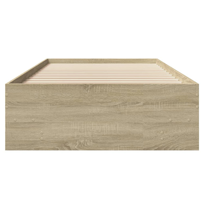 vidaXL sonoma tölgy színű szerelt fa ágykeret matrac nélkül 100x200 cm