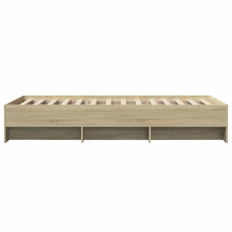 vidaXL sonoma tölgy színű szerelt fa ágykeret matrac nélkül 100x200 cm