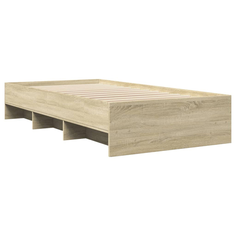 vidaXL sonoma tölgy színű szerelt fa ágykeret matrac nélkül 100x200 cm