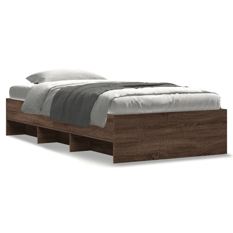 vidaXL barna tölgy színű szerelt fa ágykeret matrac nélkül 100x200 cm