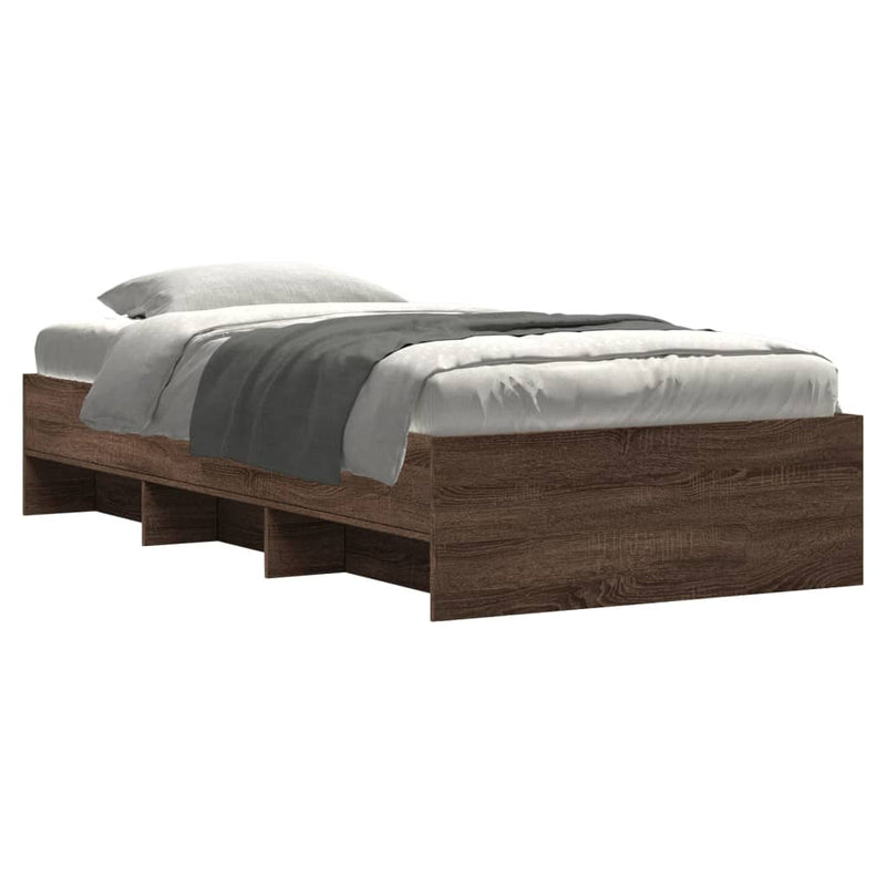 vidaXL barna tölgy színű szerelt fa ágykeret matrac nélkül 100x200 cm