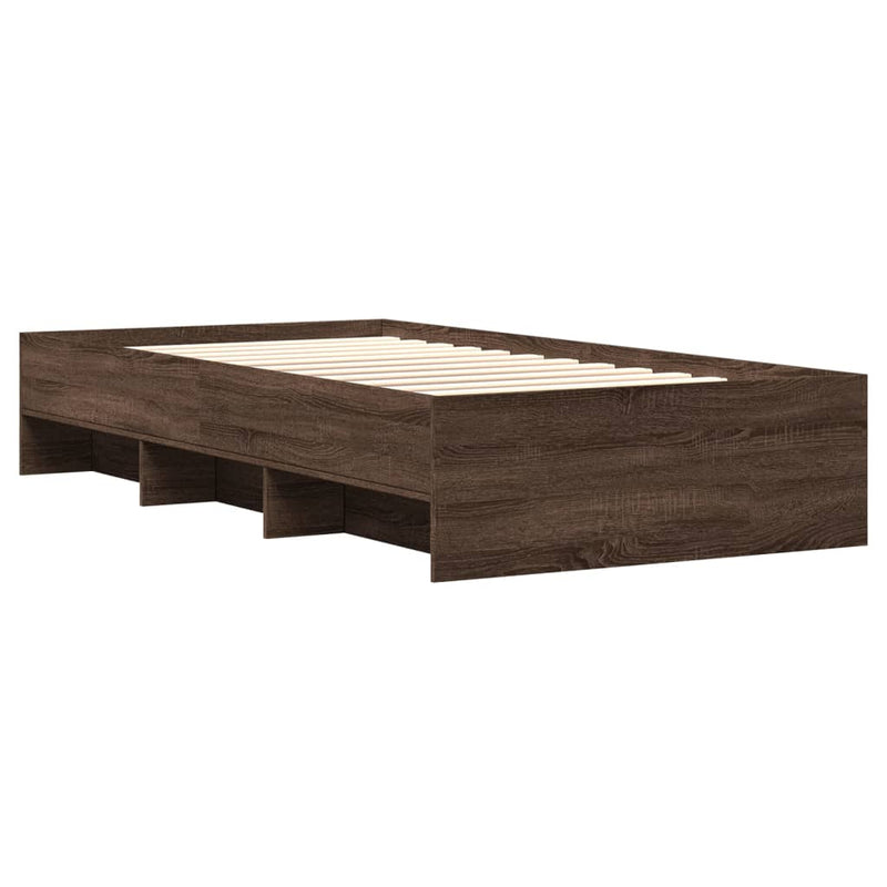vidaXL barna tölgy színű szerelt fa ágykeret matrac nélkül 100x200 cm