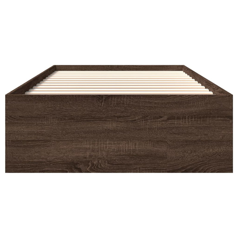 vidaXL barna tölgy színű szerelt fa ágykeret matrac nélkül 100x200 cm