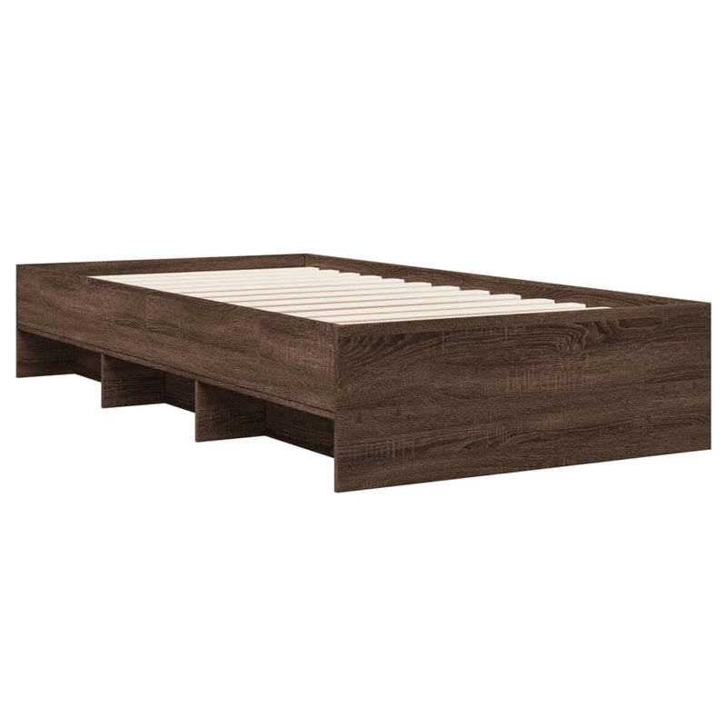 vidaXL barna tölgy színű szerelt fa ágykeret matrac nélkül 100x200 cm