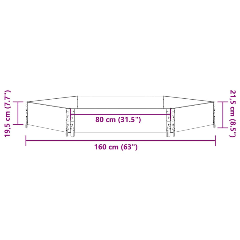 vidaXL fekete tömör fenyőfa hatszögű magaságyás 160 x 160 cm