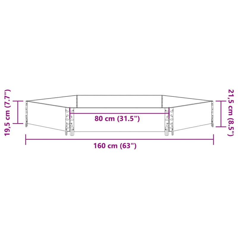 vidaXL barna tömör fenyőfa hatszögű magaságyás 160 x 160 cm