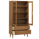 vidaXL MOLDE barna tömör fenyőfa vitrin szekrény 90 x 35 x 175 cm