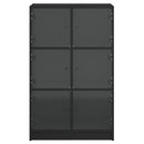 vidaXL fekete szerelt fa magasszekrény ajtókkal 68 x 37 x 109 cm