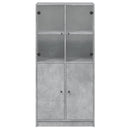 vidaXL betonszürke szerelt fa magasszekrény ajtókkal 68x37x142 cm